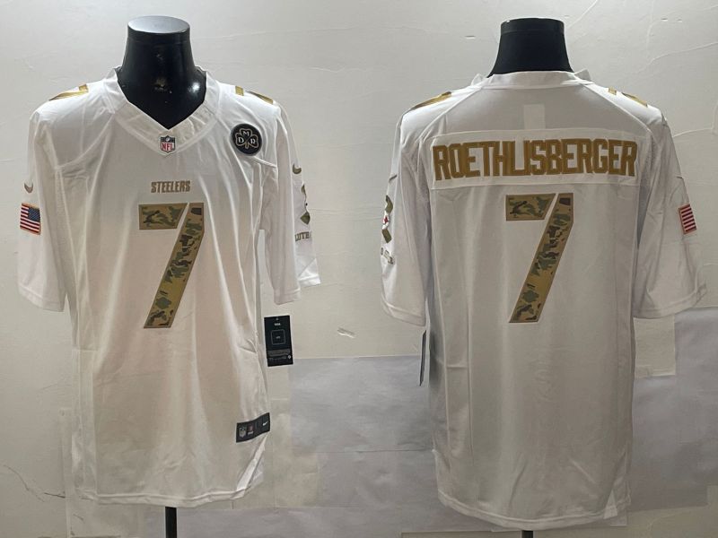 Men Pittsburgh Steelers #7 Roethlisberger White admiral 2024 Nike Limited NFL Jersey style 4